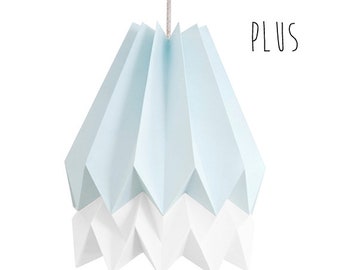 Hanging Paper Light, Origami Light for living room or bedroom | PLUS Mint Blue with Polar White Stripe | Design Lamp