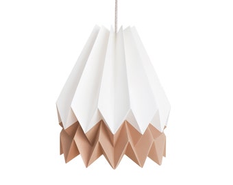 NEW! Origami Lightign, Paper Light for living room | Polar White with Warm Chestnut Stripe