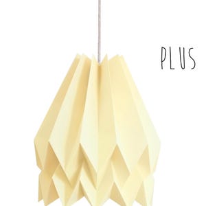 Lighting Pendant, Paper Lamp, Origami Lamp for living room | PLUS Plain Pale Yellow | Hanging Light