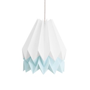 Origami Lampshade, Kids room lamp | Polar White with Mint Blue Stripe