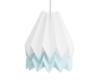 Origami Lampshade, Kids room lamp | Polar White with Mint Blue Stripe