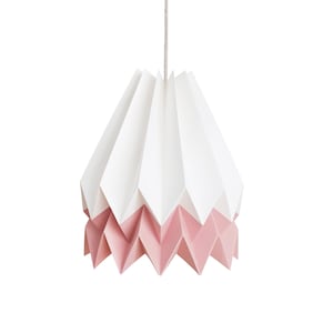 NEW! Original Lamsphade, Origami Light for bedroom | Polar White with Dusty Rose Stripe