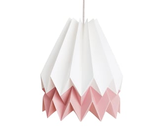NEW! Original Lamsphade, Origami Light for bedroom | Polar White with Dusty Rose Stripe
