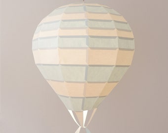 DIY Air Balloon Kit with Stripes, Papercraft Low poly, Paper Lamp