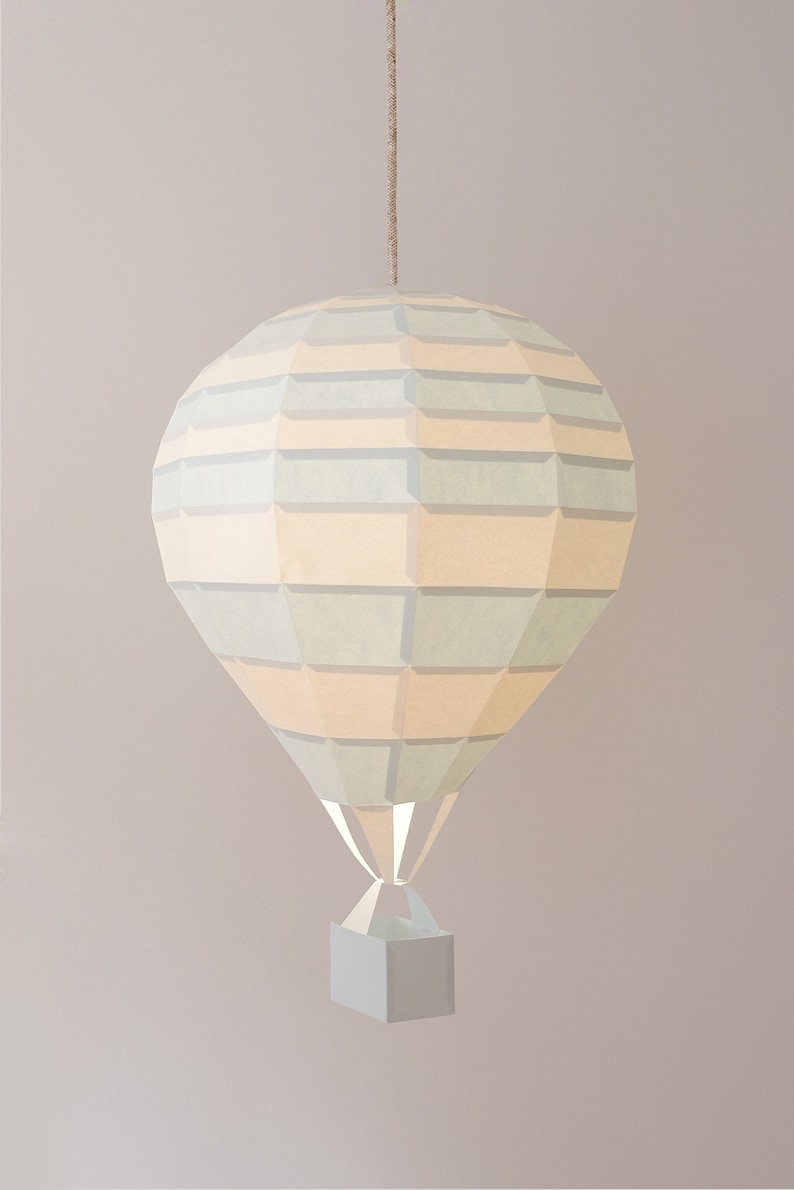 DIY Air Balloon Kit with Stripes, Papercraft Low poly, Paper Lamp image 1