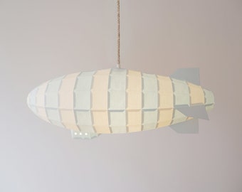 DIY Airship Download Stripe, Papercraft Low poly 3D template PDF, Paper Lamp