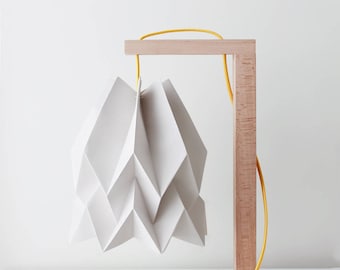 Origami lampshade | Table Lamp Plain Light Grey with Wooden Structure