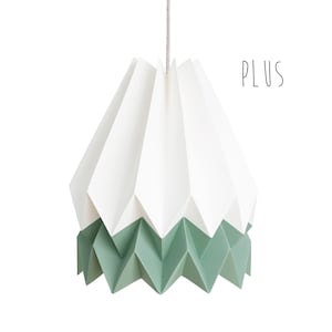 NEW! Lighting Pendant, Origami Lampshade | PLUS Polar White with Forest Mist Stripe