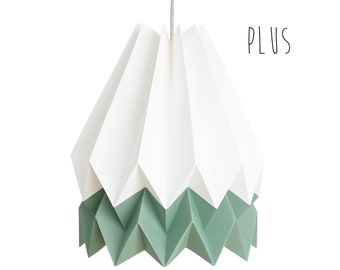 NEW! Lighting Pendant, Origami Lampshade | PLUS Polar White with Forest Mist Stripe