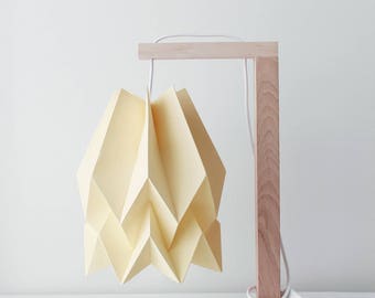 Origami lamp | Table Lamp Plain Pale Yellow with Wooden Structure