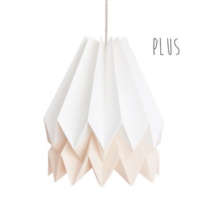 NEW! Paper Lampshade, Origami Light for bedroom | PLUS Polar White with Creamy Oat Stripe