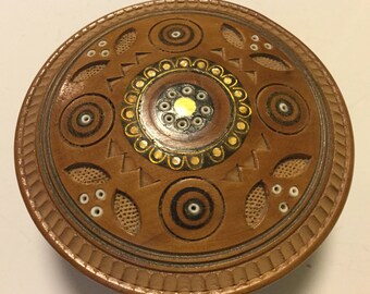 Carved Wood trinket box unique jewelry coin collectible