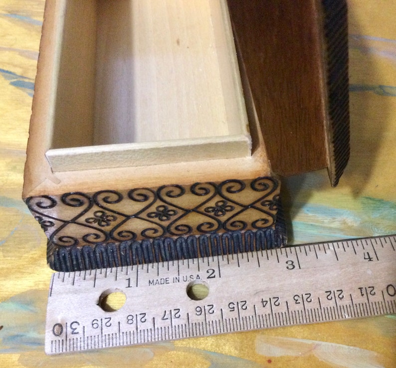 Carved polish box with hinged lid image 3