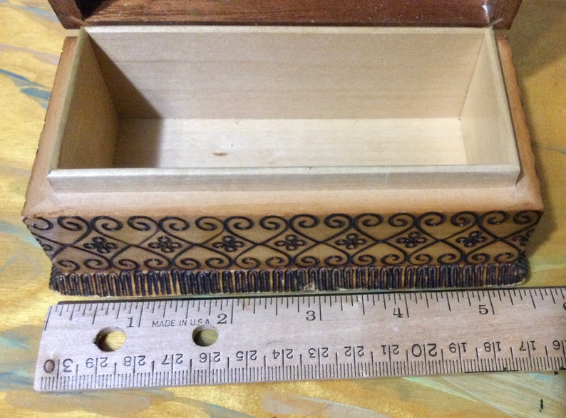 Carved polish box with hinged lid image 4