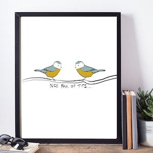 Nice Pair of Tits Mix 'N' Match Illustrated Digital Prints A5 A4 by Small but Fierce -  Blue Tits//funny//Birds//Nice Pair