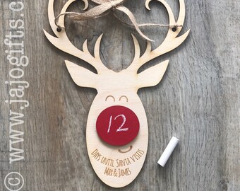 Engraved wooden Christmas countdown chalk board plaque personalised advent santa count down