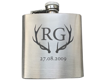 Personalised monogram hip flask, fathers day hip flask, hip flask for men, for wedding, for groom, shooting gift, fishing gift, gift for him