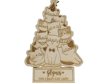 Crazy cat lady Christmas tree decoration