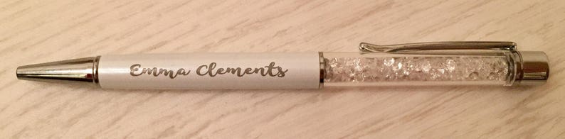 Engraved personalised crystal filled ball point pen in various colours perfect gift for mum friend teacher image 4