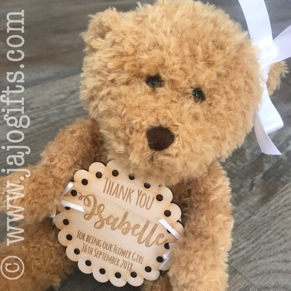 flower girl teddy bear gift personalised