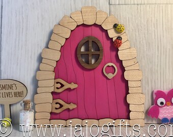 Personalised fairy door with magical dust and gift box children unisex girl