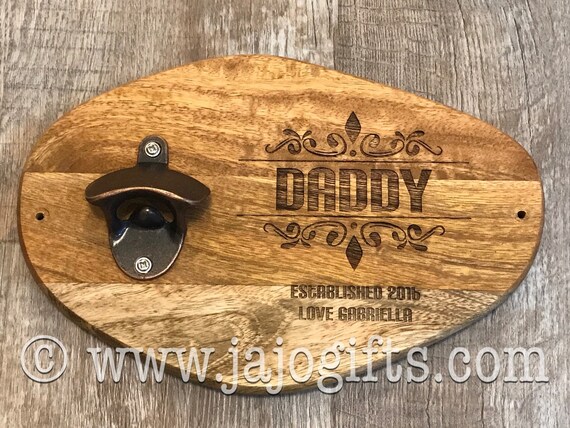 Engraved Solid Wood Bottle Opener Plaque Perfect for Father s Day