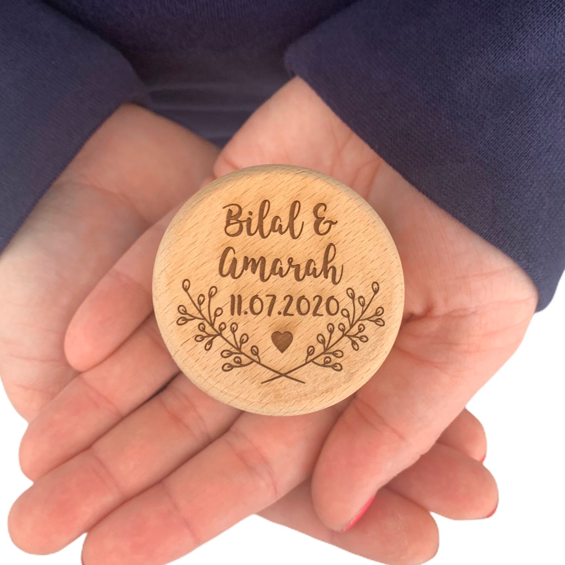 Engraved Personalised Wooden Wedding Ring Box With Satin Etsy UK