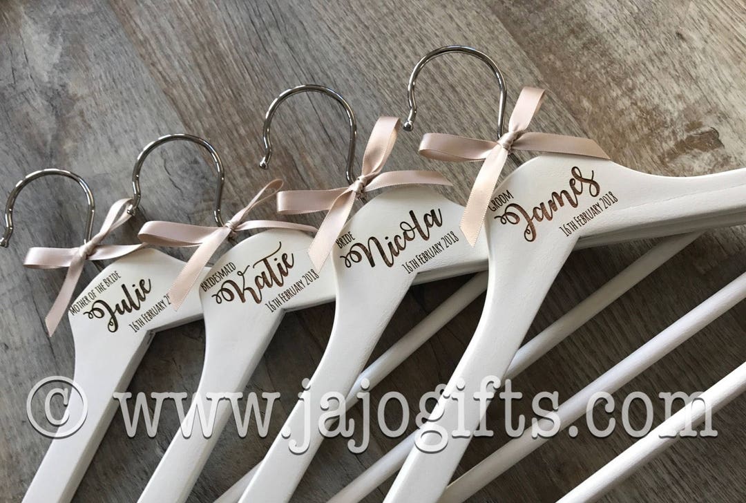 Personalised Engraved Dress Coat Hangers for Wedding Party Bride Maid