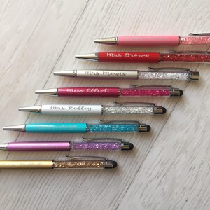 Engraved personalised crystal filled ball point pen in various colours perfect gift for mum friend teacher image 2