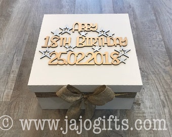 Personalised keepsake box with custom detail perfect for 18th birthday 21st birthday milestone birthday