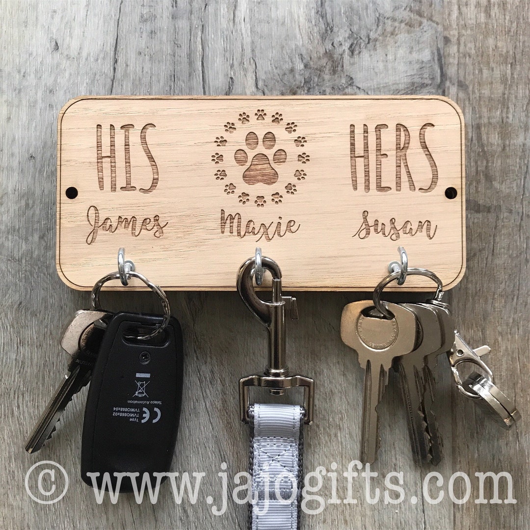 Dog Leash Lead and Keys Holder Hanger His and Hers Doggie Lead Hanger