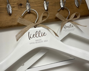 Deluxe engraved personalised bridal hanger, wedding gown hanger, wedding dress, ball gown, coat hanger, Jajo UK ‘Kellie’ design