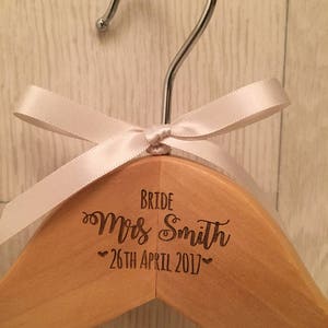 Personalised wedding hanger, engraved wedding hanger, bridesmaid hanger, wedding dress hanger, personalized wedding hanger image 7
