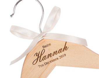 Personalised laser engraved dress coat hangers for wedding party bride maid of honour bridesmaid keepsake photo prop hanger