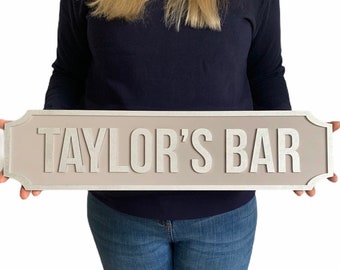 Family name plaque plate new home wedding gift sign wall hanger bar sign