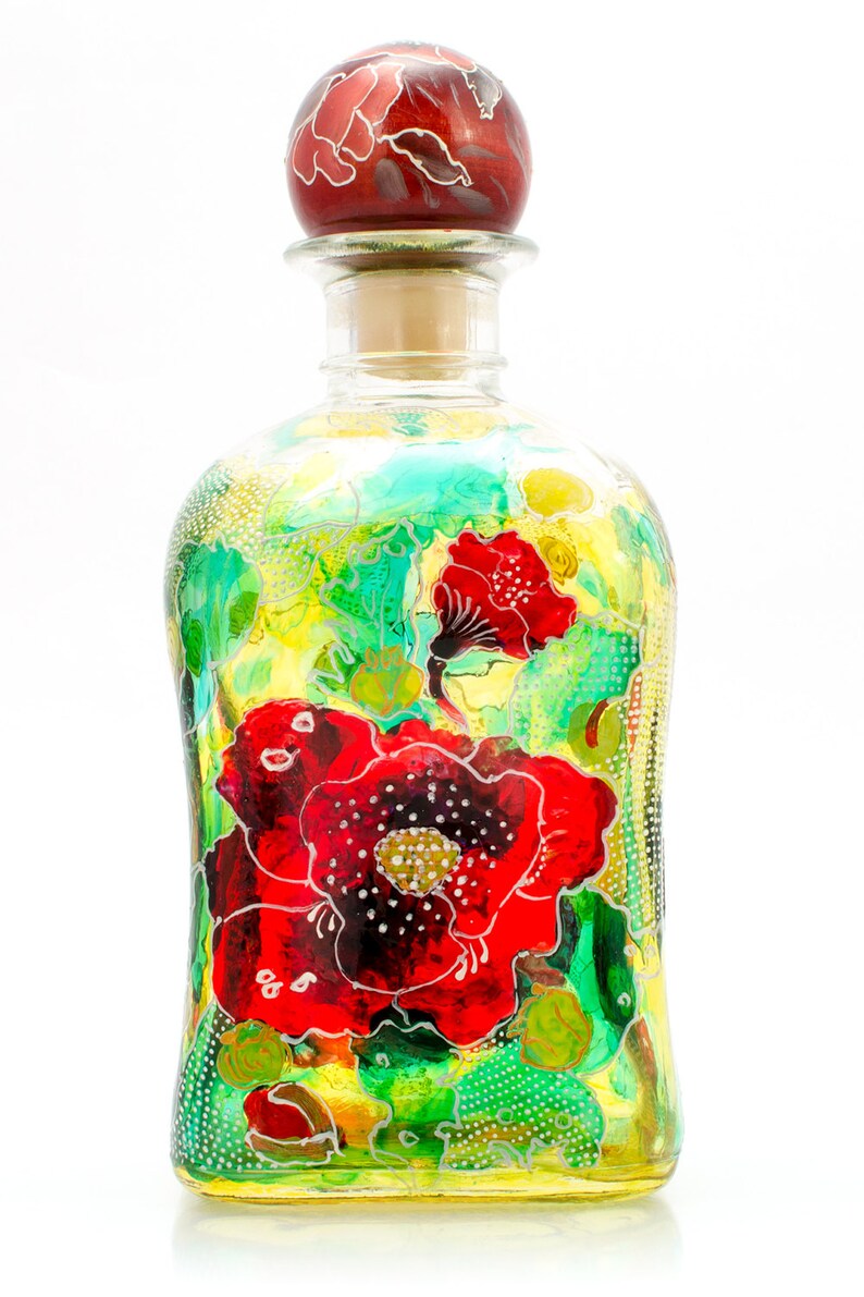 Unique Wine Set poppies Etsy