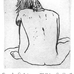 Seated Figure Original Intaglio Etching & Engraving, Hand-printed original print image 1