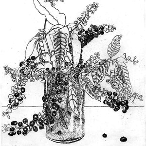 Poke Salad - Original Intaglio Etching & Engraving, Hand-printed