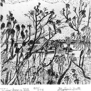 View from a Hill  - Original Etching & Engraving, Hand-printed, Limited Edition