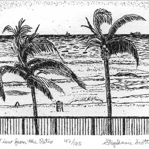 View from the Patio - Original Etching & Engraving, Hand-printed, Limited Edition