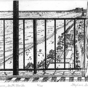 Interior Scene - Florida  Etching & Engraving, Hand-printed original print