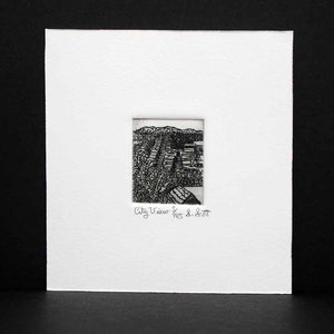 City View, San Francisco - Original Etching  & Engraving, Hand-printed, Limited Edition,  Original Print, Black/White, Miniature,/Cityscape