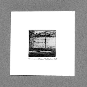 View from the Studio -  Original Etching and Engraving,  Hand-printed, Limited Edition, Black & White