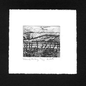 View of the Bay  - Original Etching & Engraving, Hand-printed, Limited Edition, Nature, Water