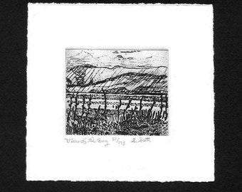 View of the Bay  - Original Etching & Engraving, Hand-printed, Limited Edition, Nature, Water