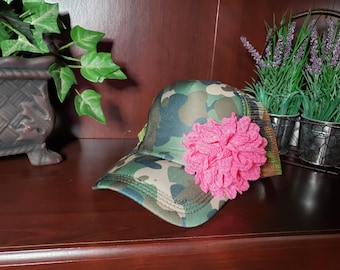 Camo Trucker Hat with Flower