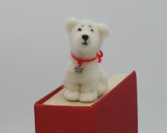 Marque-page maltais, petit chien blanc en feutrine, marque-page, figurine chien