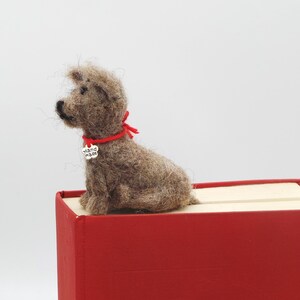 Bookmark felt dog, book marker made of felt, little dog sitting on the book image 3