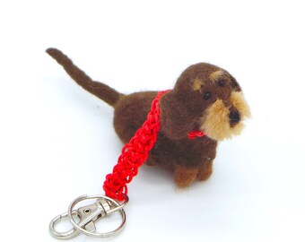 Porte-clés Teckel à poil dur marron, pendentif de sac pour propriétaires de chiens, porte-bonheur, talisman, teckel à poil dur, cadeau pour amateur de teckel