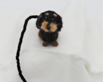 Bookmark rough-haired dachshund black made of felt, bookmark hand-felted dachshund for dog owners, funny bookmark for dachshund lovers